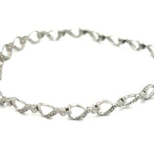 10K Diamond Heart Link White Gold Affordable Amazing Bracelet